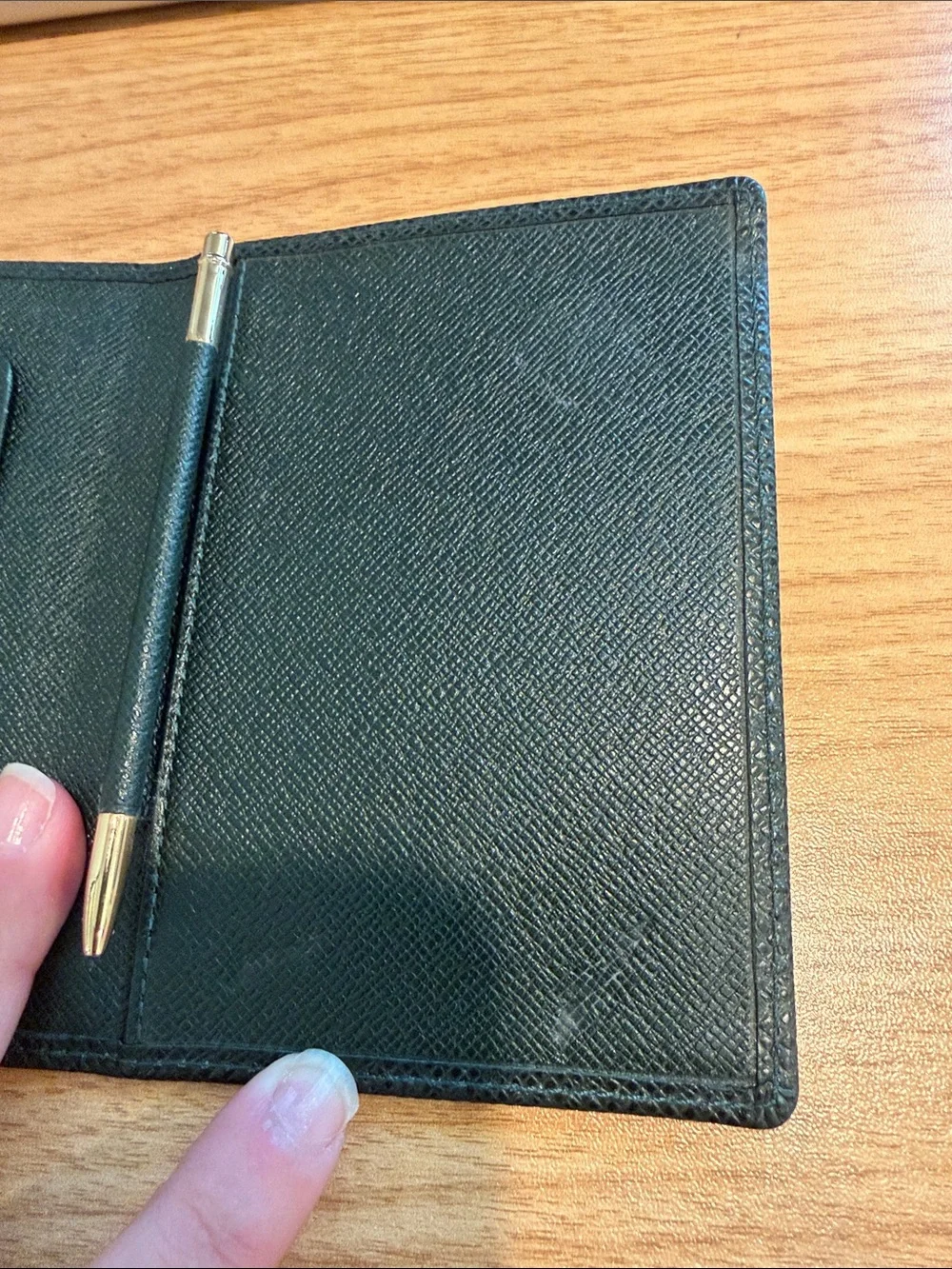 Louis Vuitton Green Leather Travel Wallet
